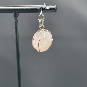 Natural Rose Quartz Sterling Silver Wire Wrapped Pendant